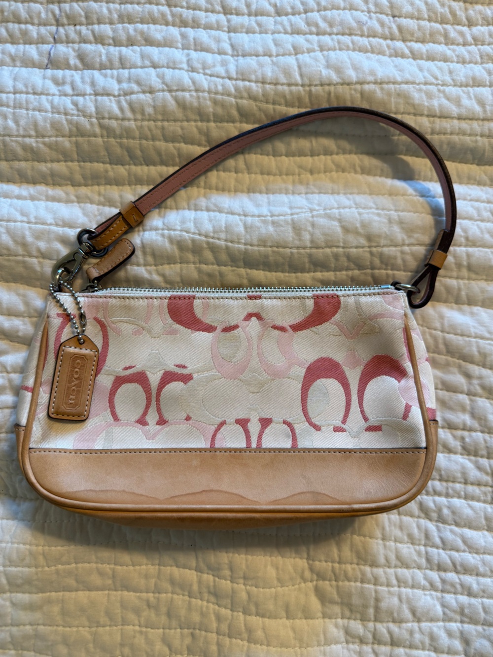 vintage Coach Signature Optic Demi shoulder bag in pastel pink